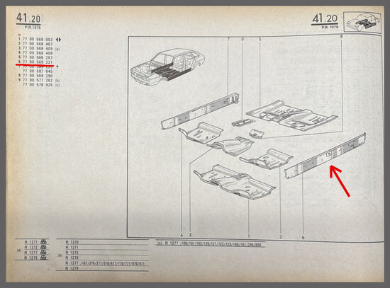 R20-30: Tussenplaat langsbalk links (New Old Stock). 