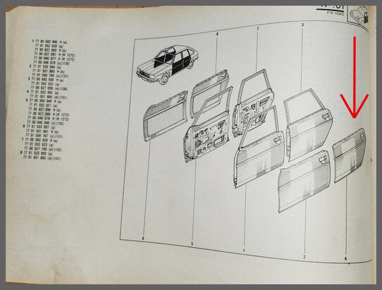 R20-R30: Deurplaat achterzijde links (New Old Stock).