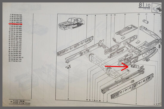 Chassis plaat links achter (New Old Stock).
