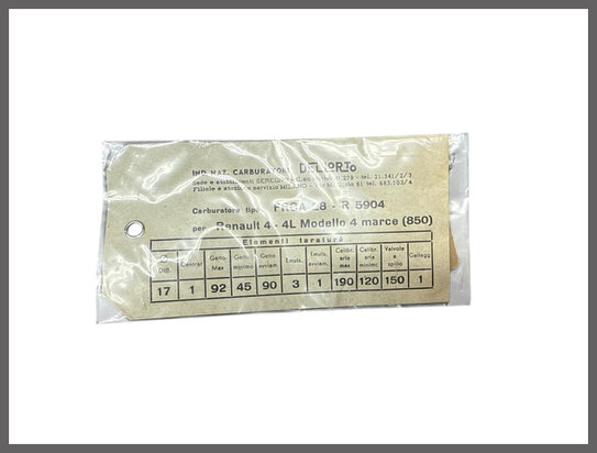 R4: Carburetor set Delorto FRGA 28 19.050 (New Old Stock)