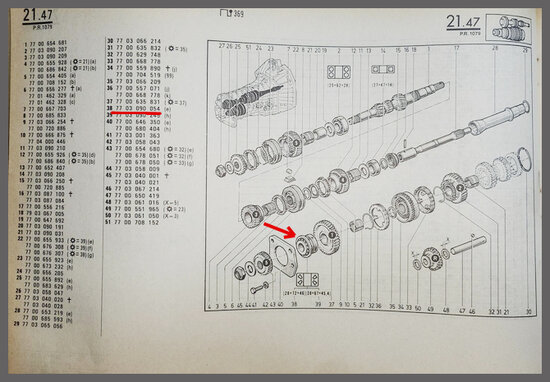 R20-30, 5 Turbo, Alpine: Secondary shaft bearing (28x72x46, 28x67x45,4mm) (New Old Stock).