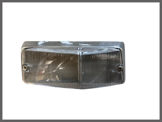 Knipperlicht glas rechts (wit met chroomrand) (New Old Stock).