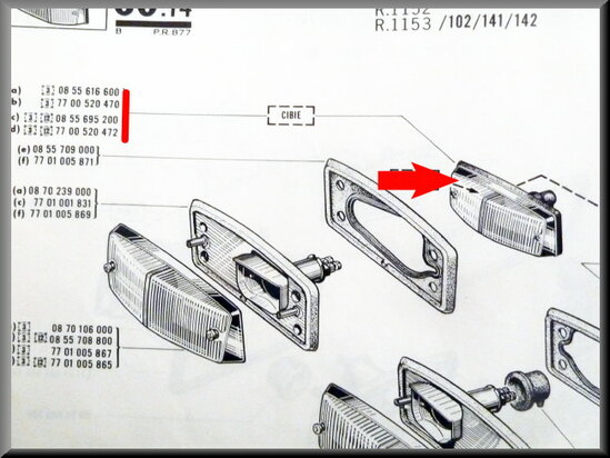 Knipperlicht rechts (Wit) (New Old Stock).