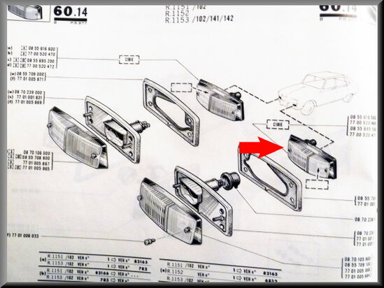 Knipperlicht links (wit) (New Old Stock).