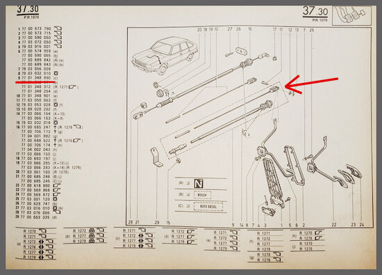 R20-30: C&acirc;ble d'acc&eacute;lerateu0r (New Old Stock). 30TS/TA (R1275)