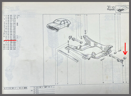 R14: Silent-bloc draagarm (14x38x42x24mm) (New Old Stock).