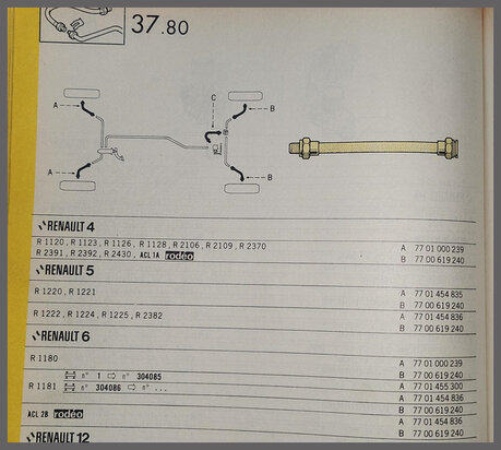 R4,5,6,Rodeo: Brake hose set rear (New Old Stock).