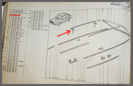 R18,20,30: Clip daklijst (New Old Stock).