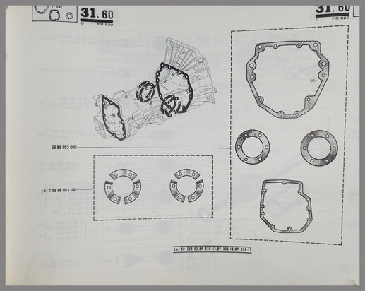 Pakkingset versnellingsbak 336-02/03/10/11 (New Old Stock)