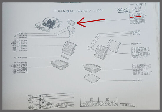 R4,6,12: Hoofdsteun hoes (beige skai) (New Old Stock).