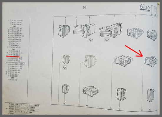 Schakelaar mistlamp (met oranje licht).