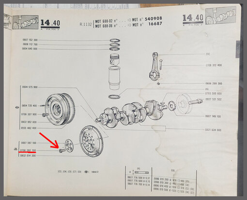 R8-10: Vliegwiel bout (New Old Stock).