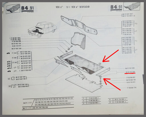 R 8,10,16: Bevestiging matten (New Old Stock).
