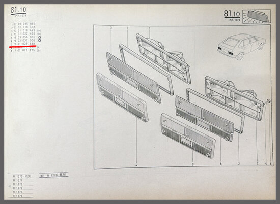 R20 Feu arri&egrave;re gauche (New Old Stock).