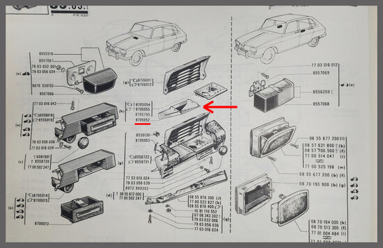 Asbak binnenzijde Renault 16 - 1150 (New Old Stock).