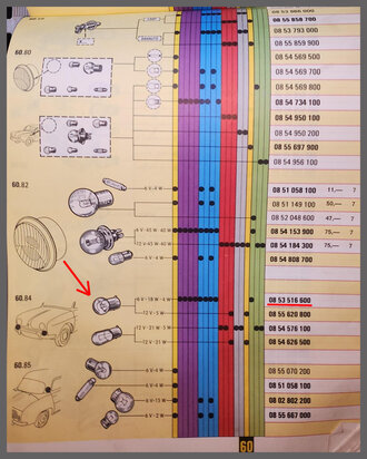 Lampje, diverse functies (6 VOLT  40/45 Watt BA 20 D) (New Old Stock).