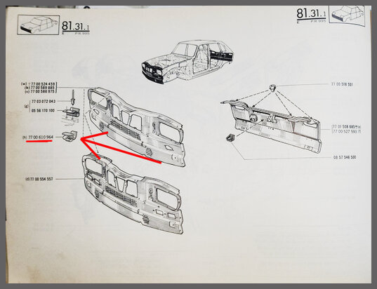 Klemmetje motorkap steun (New Old Stock).