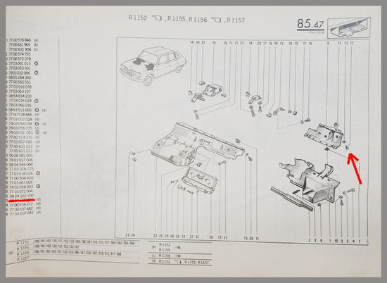 Bufferknop handschoenkastje (New Old Stock).