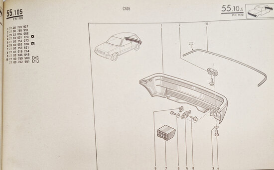 R5: Bumper achterzijde (New Old Stock).