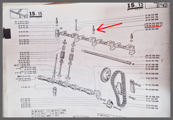 Tapeind M9 voor klepdeksel (positie 4).