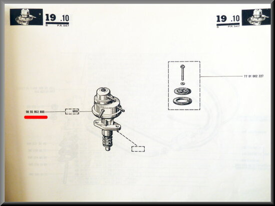 Benzinepomp Renault 12 Gordini, Alpine A110, 15,16,17,18,20.