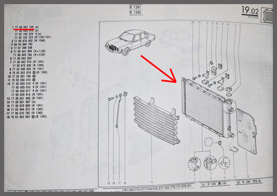 R18 TL - GTL: Radiateur (New Old Stock).