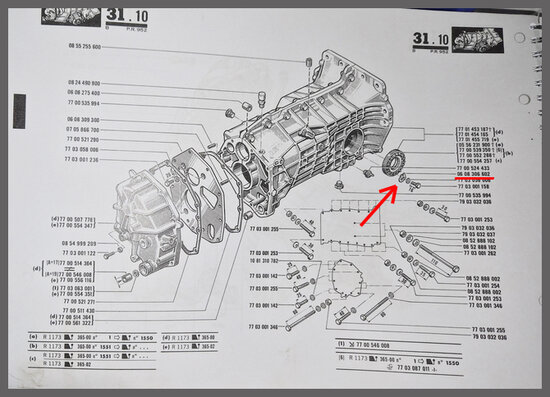 Plaque de blocage d'ecrou et joint d&rsquo;&eacute;tanch&eacute;it&eacute; (4 vitesses) .