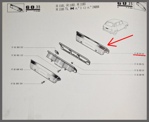 R6: Glas kentekenplaat verlichting (New Old Stock).