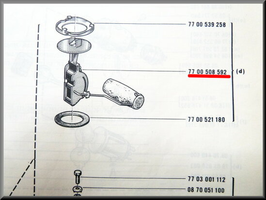 Flottant r&eacute;servoir essence (New Old Stock).