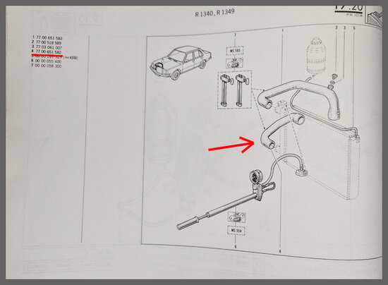Renault 18: Onderste radiateurslang (New Old Stock). 