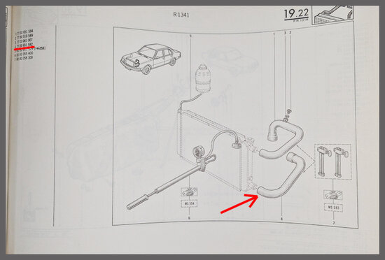 Renault 18: Onderste radiateurslang (New Old Stock). 