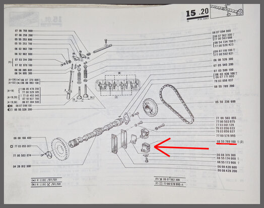 R 4,5,6: Distributie kettingspanner (New Old Stock).