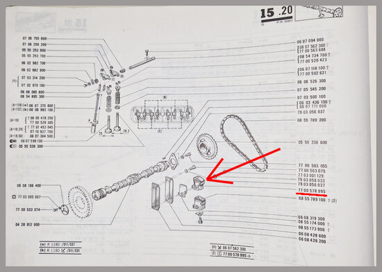 R 4,5,6, Rodeo: Distributie kettingspanner (New Old Stock).