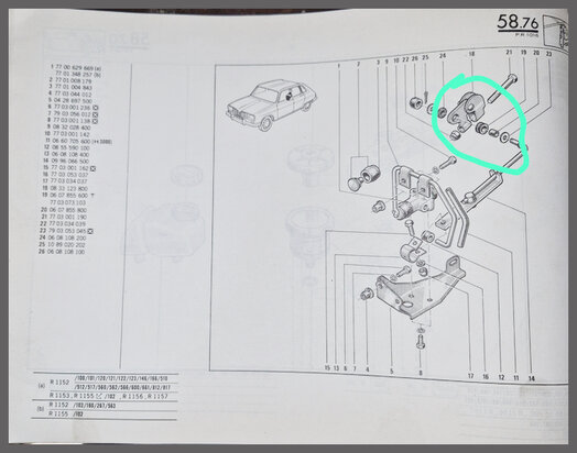 Afstelmechaniek remdrukverdeler (combinatie van onderdelen) (New Old Stock).