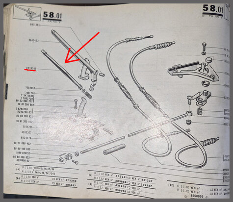 R8-10: Handrem vergrendelingsstang (New Old Stock).