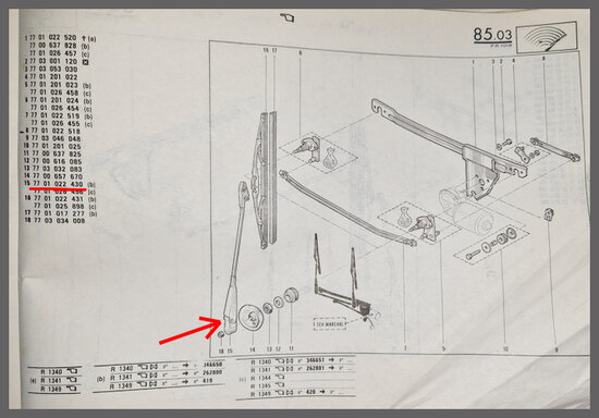 Renault 18: Ruitenwisser arm SEV Marchal (New Old Stock).