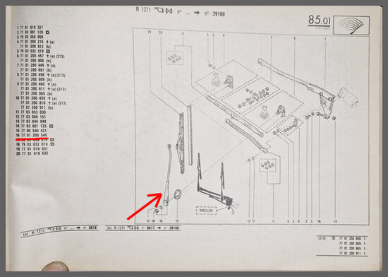 R20-R30: Ruitenwisser arm Ducellier (New Old Stock).