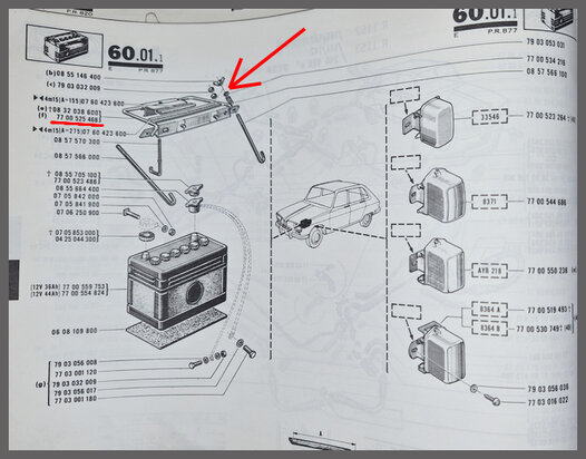 Accu houder en ruiten vloeistof reservoir houder R16 TS-TL .
