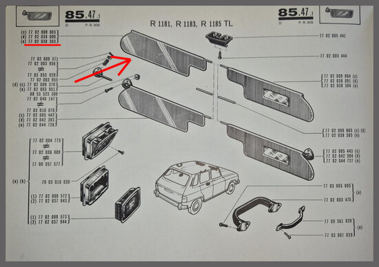 Renault 6: Pare-soleil gauche (New Old Stock).