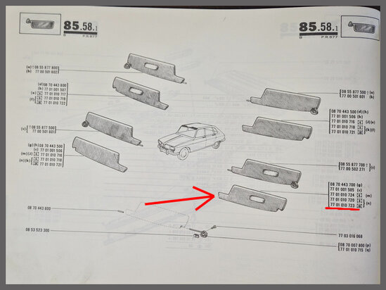 Renault 16: Zonneklep links met spiegel (New Old Stock).