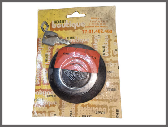 Renault 14: Bouchon de r&eacute;servoir &agrave; essence verrouillable avec logo(New Old Stock).