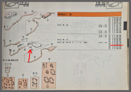 Renault 20-30: Exhaust adapter pipe (New Old Stock).