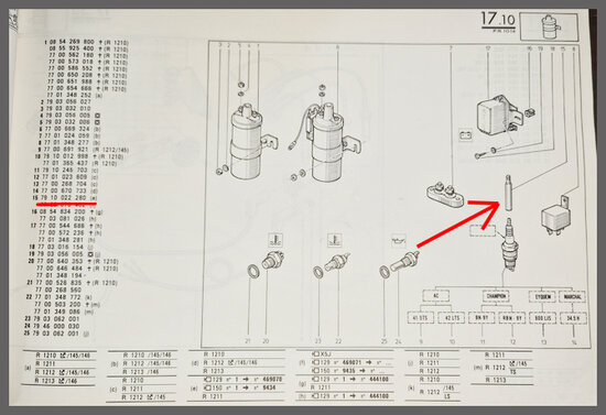 Renault 14: Bougie verlengstuk (New Old Stock). 