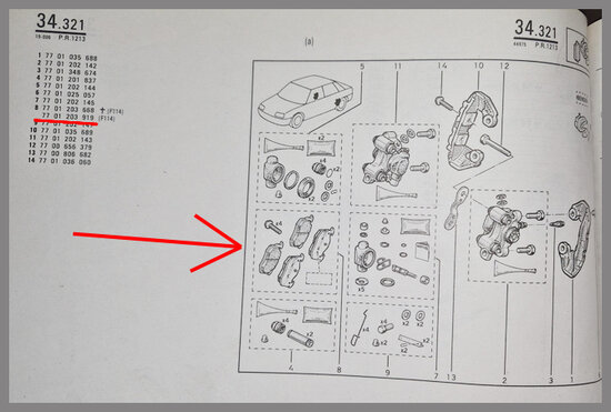 Renault 19, Master: Plaquettes de frein arri&egrave;re (New Old Stock).