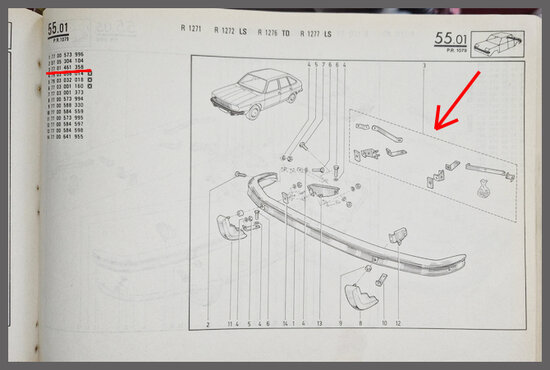 Renault 20-30: Bevestiging set voorbumper (New Old Stock).
