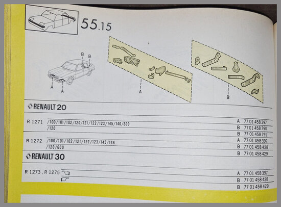 Renault 20-30: Bevestiging set voorbumper (New Old Stock).