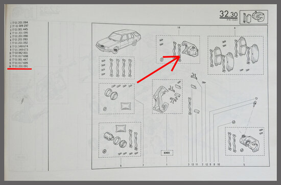 Renault 18: Remklauw rechts (New Old Stock).