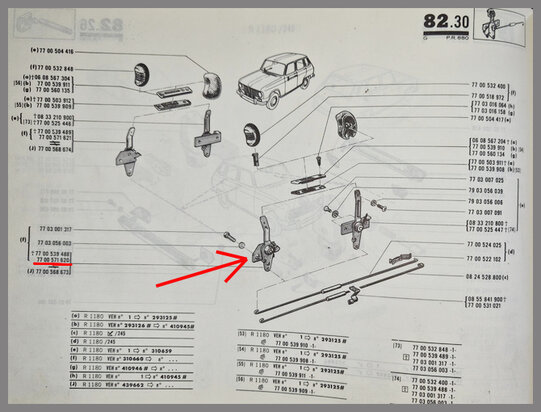 Renault 6,12: Door lock control front left (New Old Stock).
