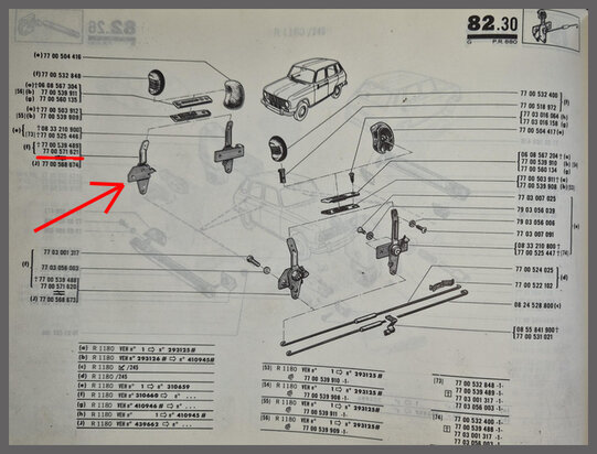 Renault 6,12: Door lock control front right (New Old Stock).