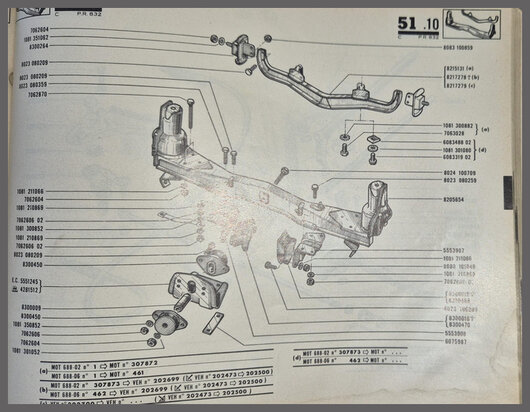 Renault 8-10, Caravelle: Motorsteun rechts (New Old Stock).